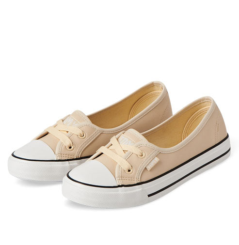 Beige Pu Lace-up